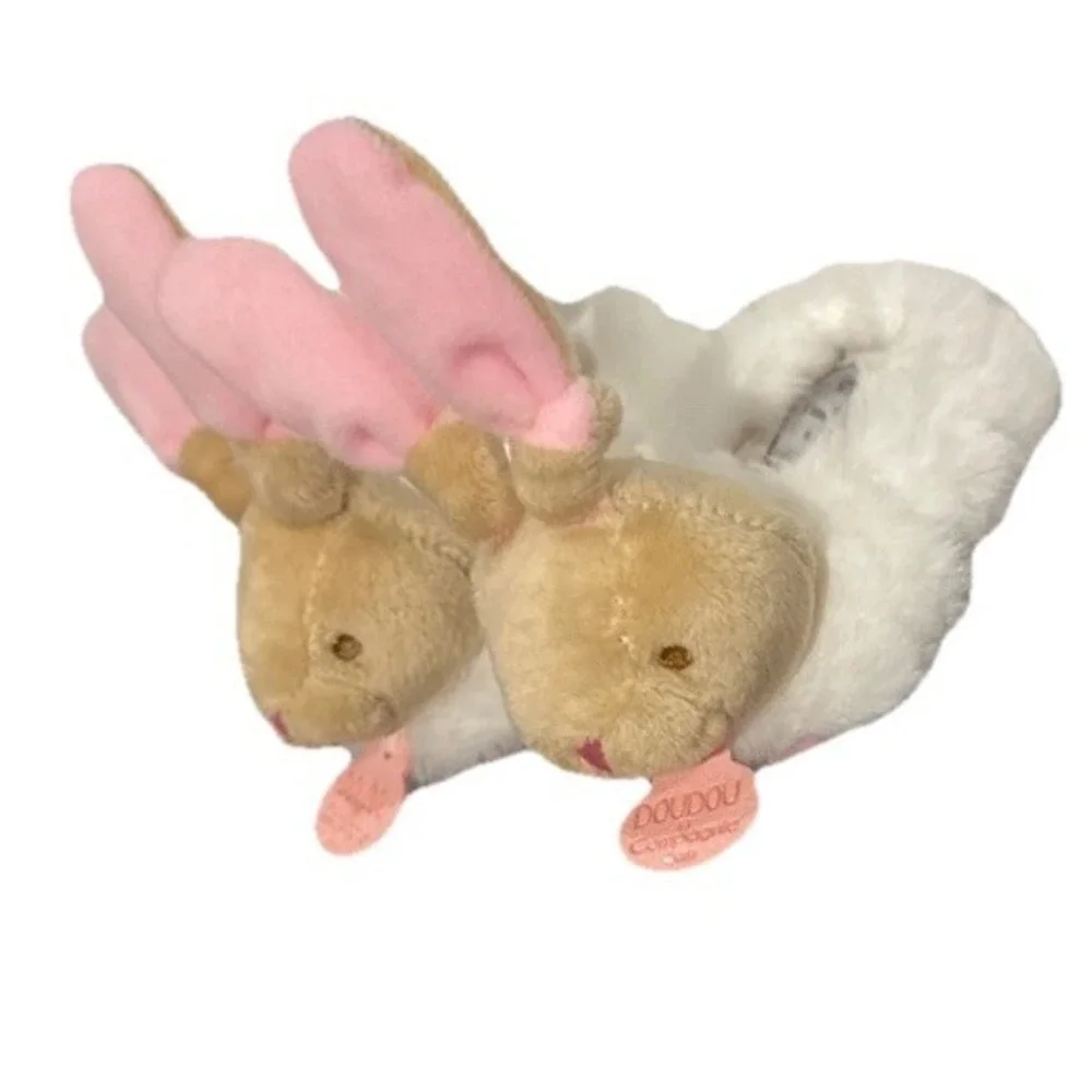 Doudou Pink Baby Slippers, Et Compagnie Paris Bunny Ears Girl Infant Booties New